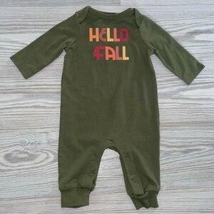 Cat & Jack Boys One-Piece Outfit 0–3M Hello Fall Green